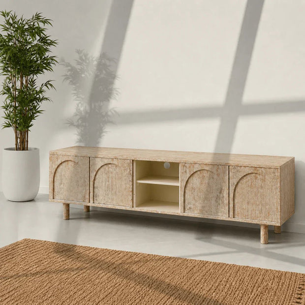 The Rustic Aura Media Console Unit | Mango Wood TV Stand UAE