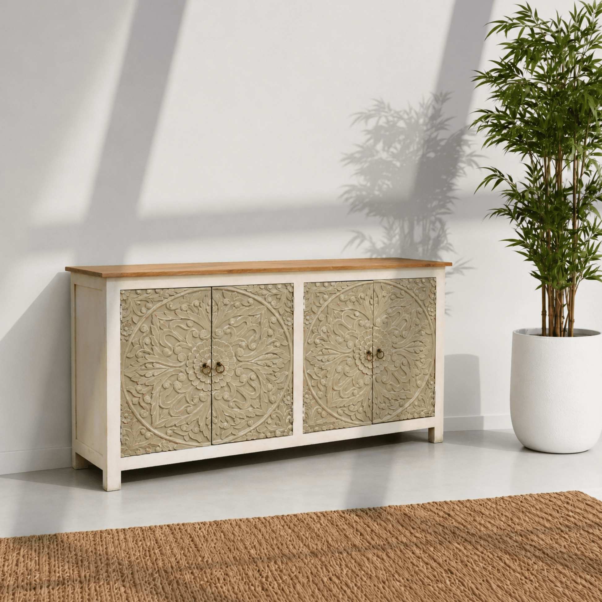 Luxe Boho sideboard cabinet - modern rustic storage console