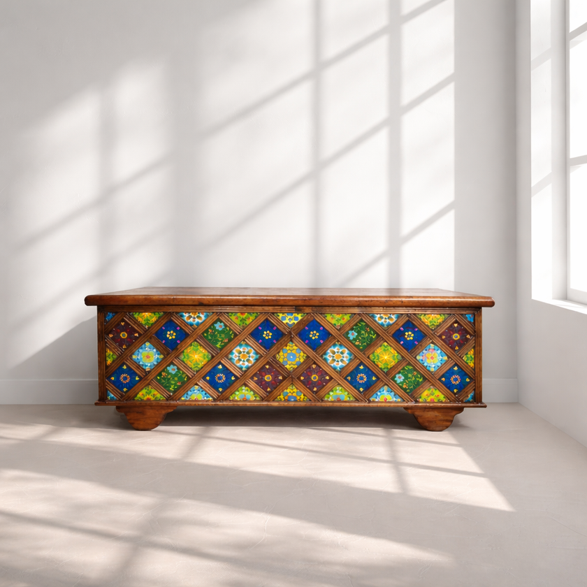 Wooden Storage Trunk Dubai
Antique Mango Wood Storage Box Sharjah
Rustic Brass Fitted Wooden Chest UAE