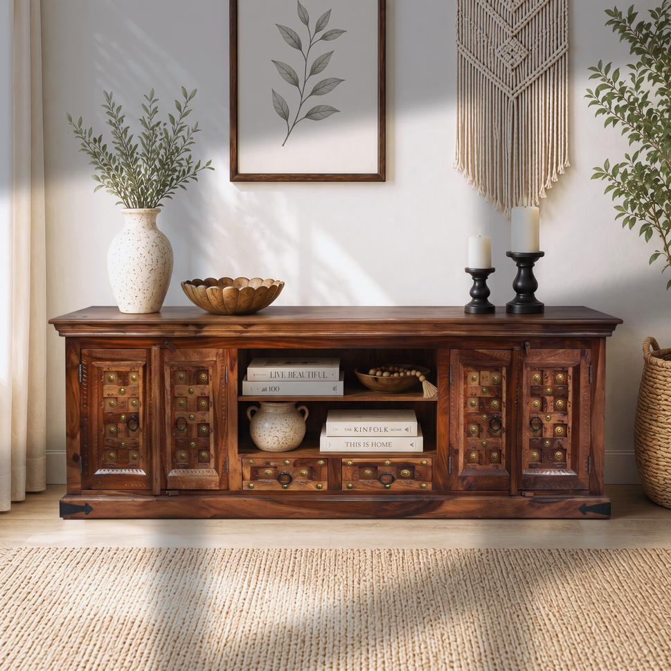 Royal Vintage Solid Sheesham Wood Entertainment Units