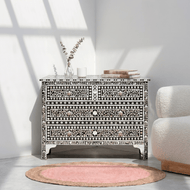 Yasmine Boho chic black & white dresser, bone inlay chest