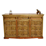 Royal Heritage Brass Inlay natural rose wood Sideboard with storage