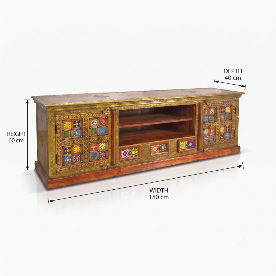 Royal Vintage Solid Sheesham Wood Entertainment Units