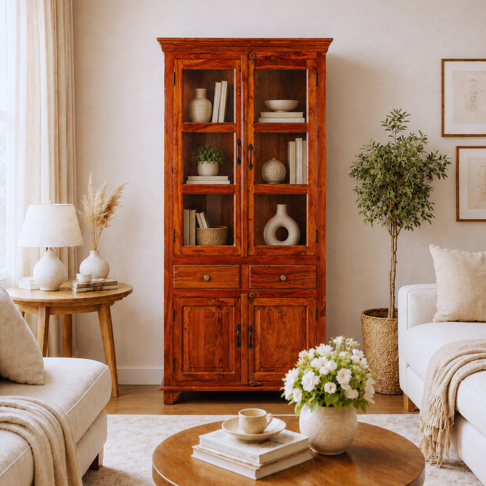 The Dubai Prestige Handmade Teak Wood Display Cabinet