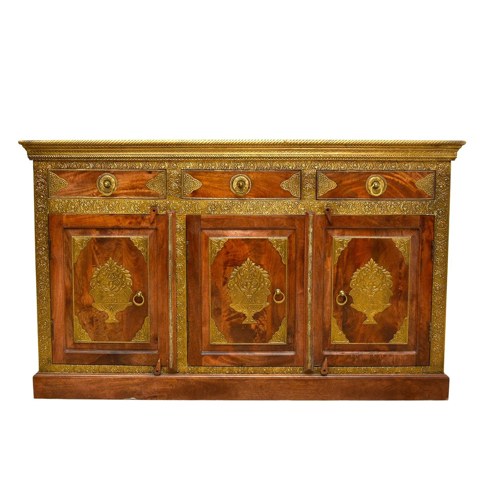 Royal Heritage Brass Inlay Wooden Sideboard Cabinet Dubai