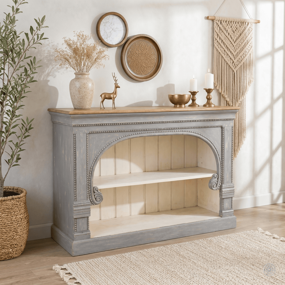 The Elora handmade mango wood display console table