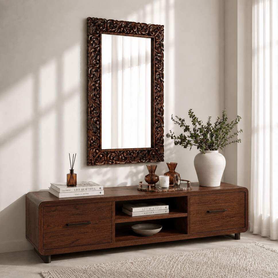 Handcrafted Solid Wood Wall Mirror Frame | UAE Oman