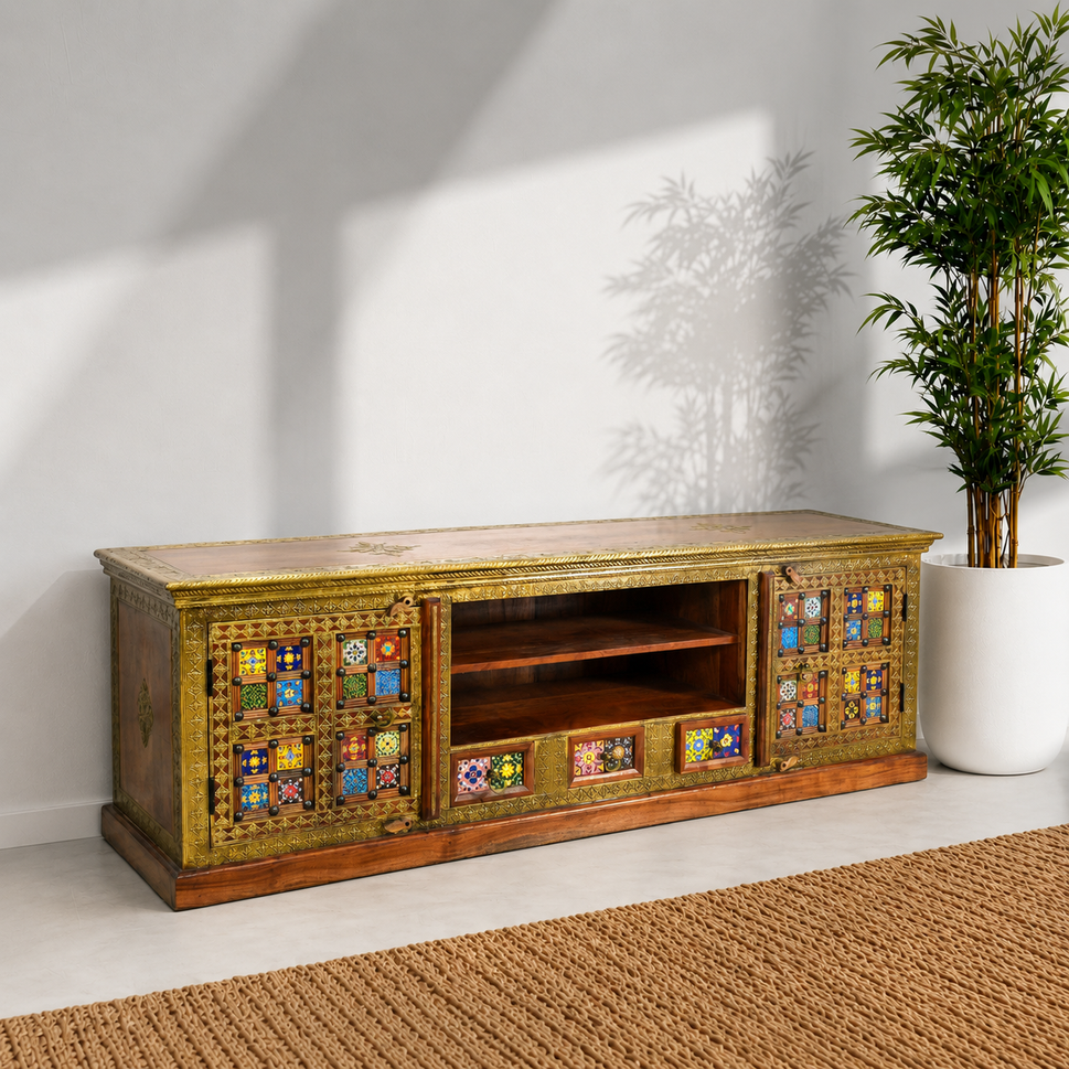 Royal Vintage Solid Sheesham Wood Entertainment Units