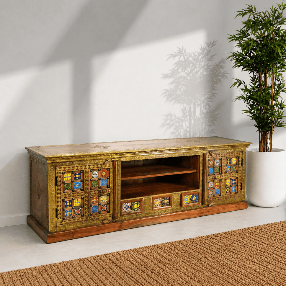 Royal Vintage Solid Sheesham Wood Entertainment Units