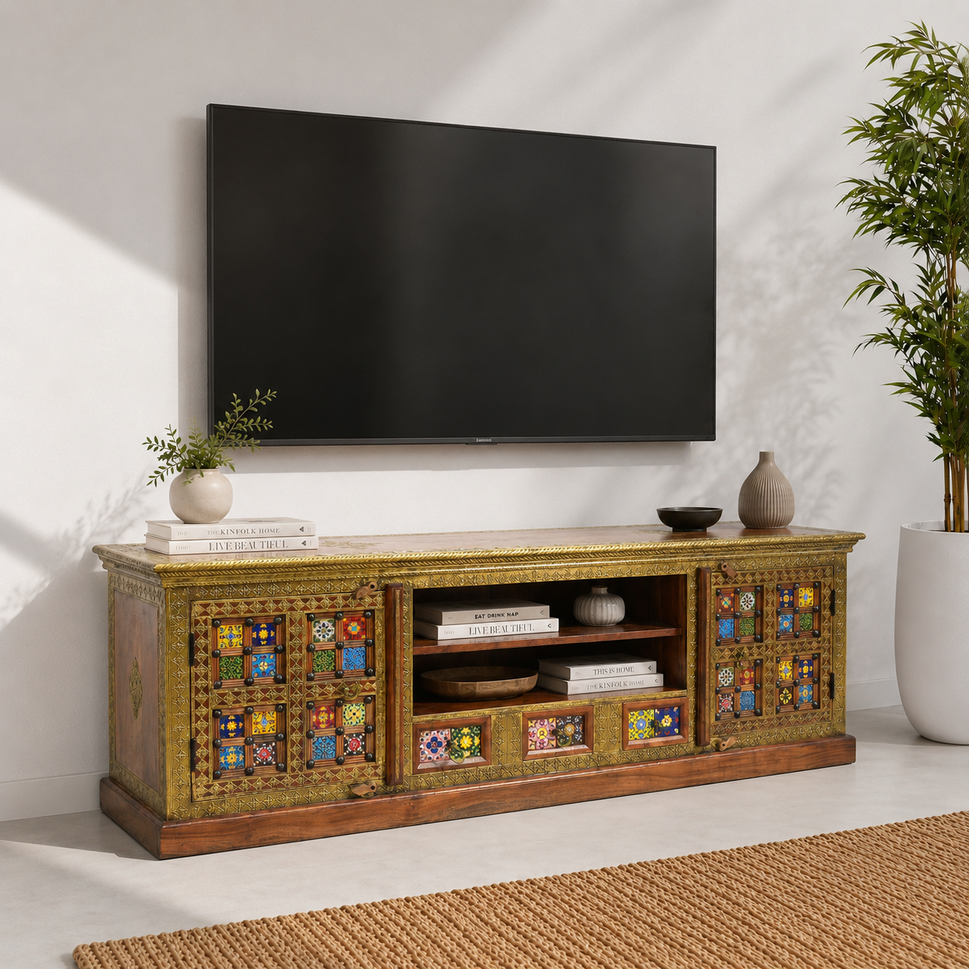 Royal Vintage Solid Sheesham Wood Entertainment Units