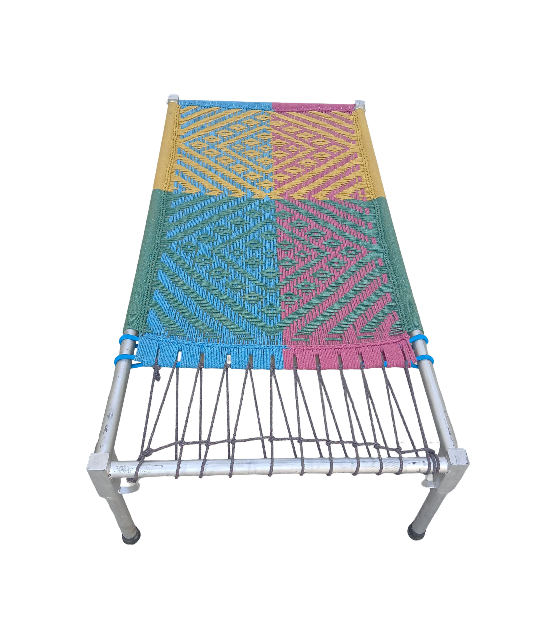 Traditional handwoven with metal frame charpai