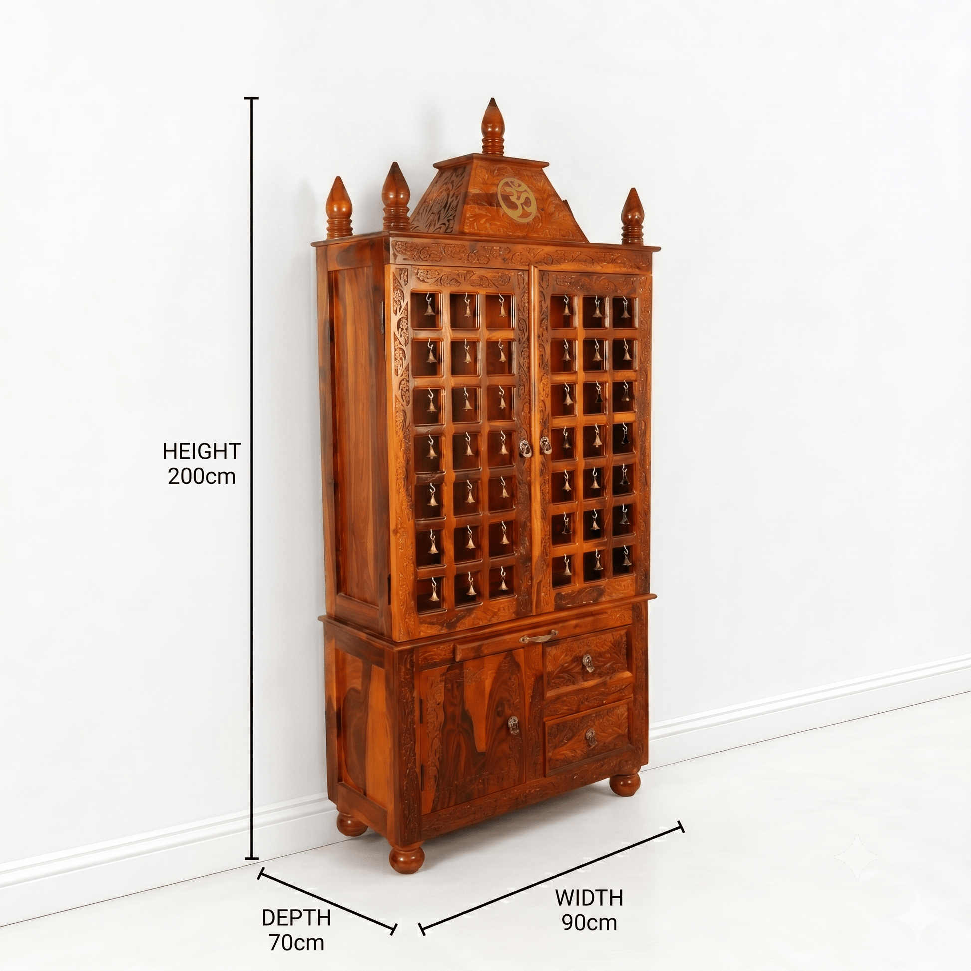 Luxury Hand-Carved Wooden Temple Cabinet