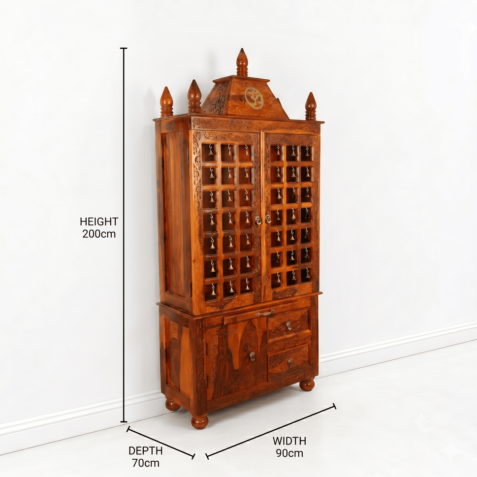 Luxury Hand-Carved Wooden Temple Cabinet