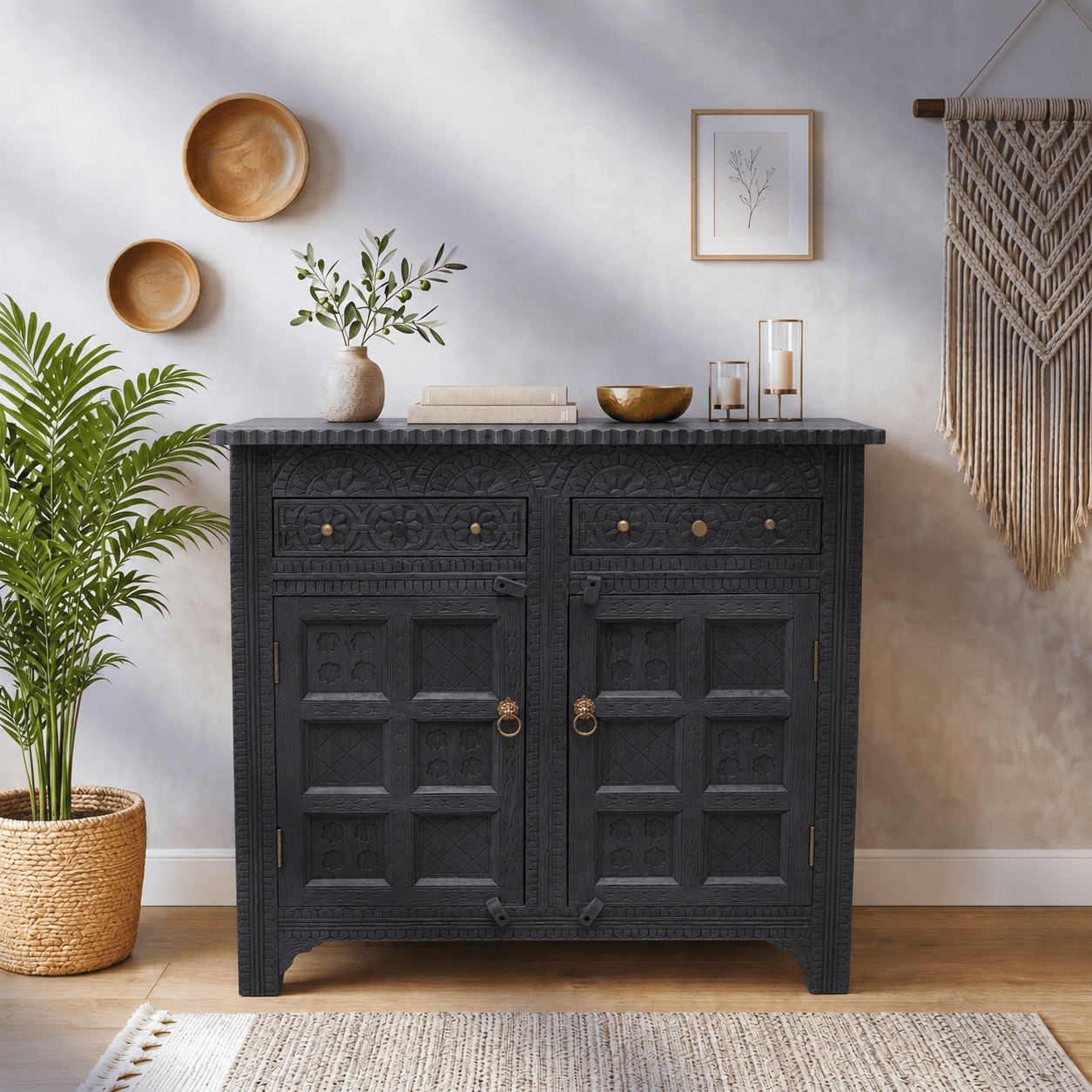 Imperial Hand-Carved Wooden Console Cabinet buffet