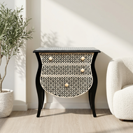 Noir Bloom Bone Inlay Table – Luxury for UAE Homes