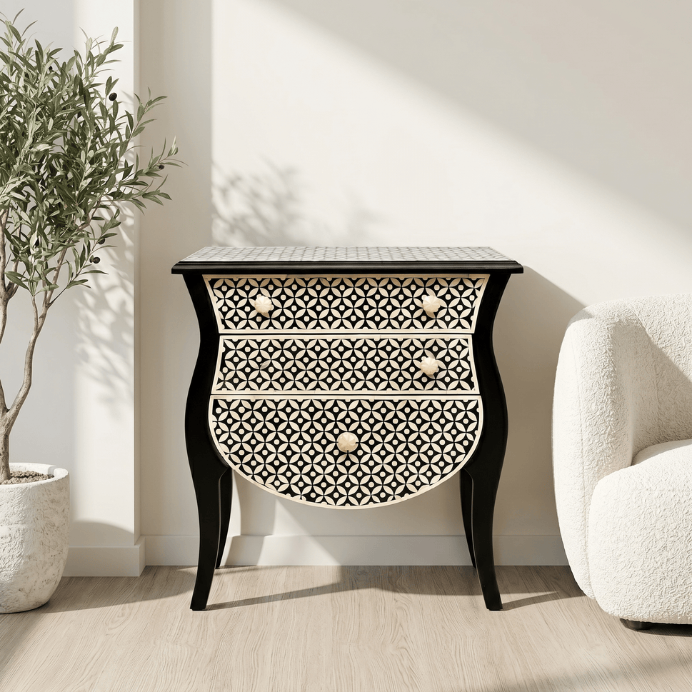 Noir Bloom Bone Inlay Table – Luxury for UAE Homes