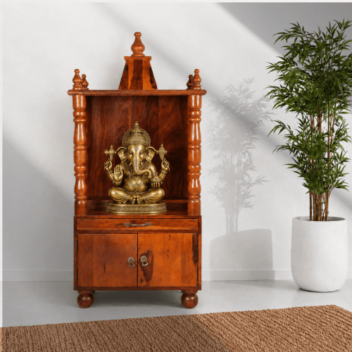 Spiritual Decor natural mango wood Cabinet with wood color finish