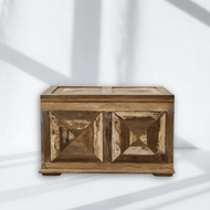 Wooden real antique storage trunk with rustic finish