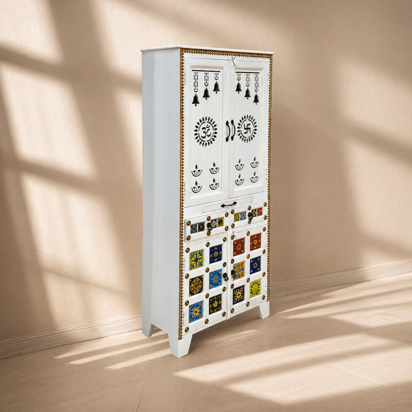 Solid Sheesham Temple With Doors Oman
White Finish Traditional Home Mandir Qatar
Premium Wooden Temple For UAE