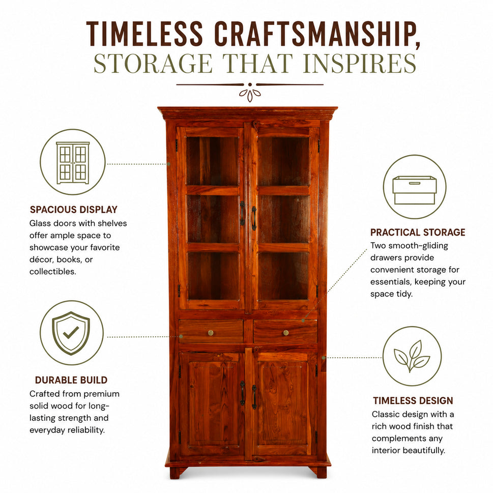 The Dubai Prestige Handmade Teak Wood Display Cabinet