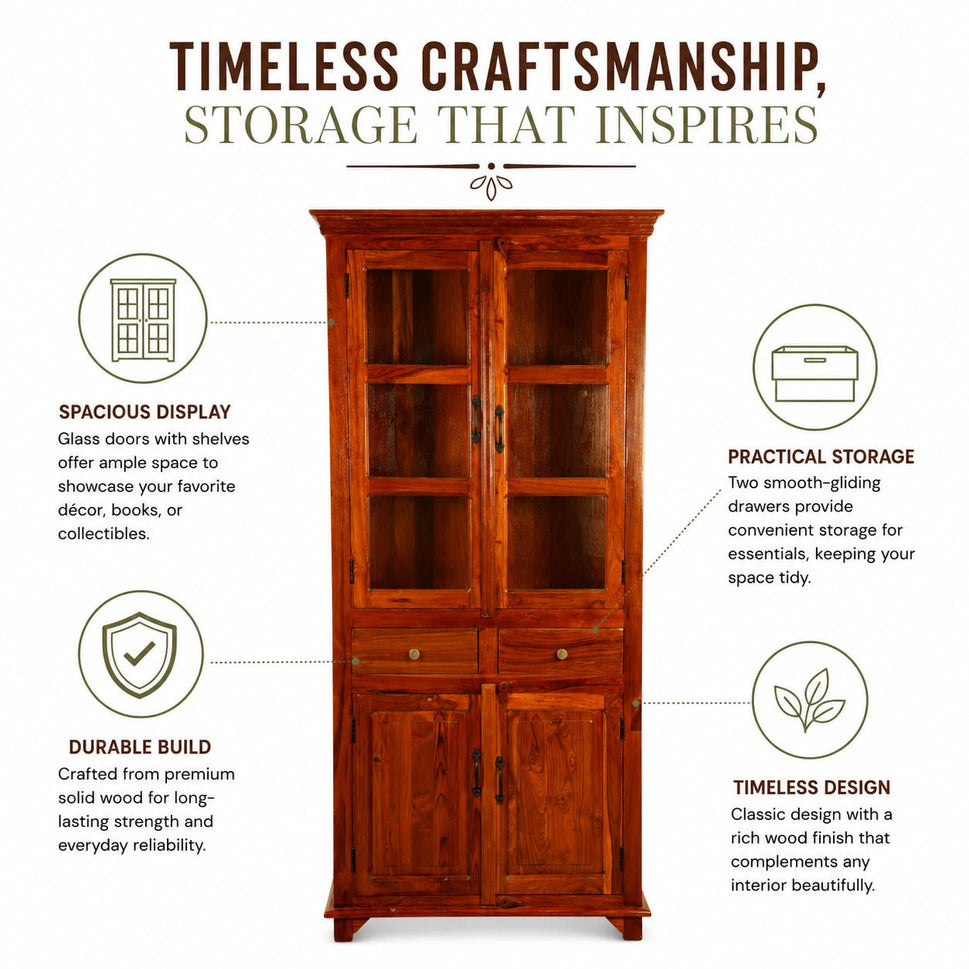 The Dubai Prestige Handmade Teak Wood Display Cabinet