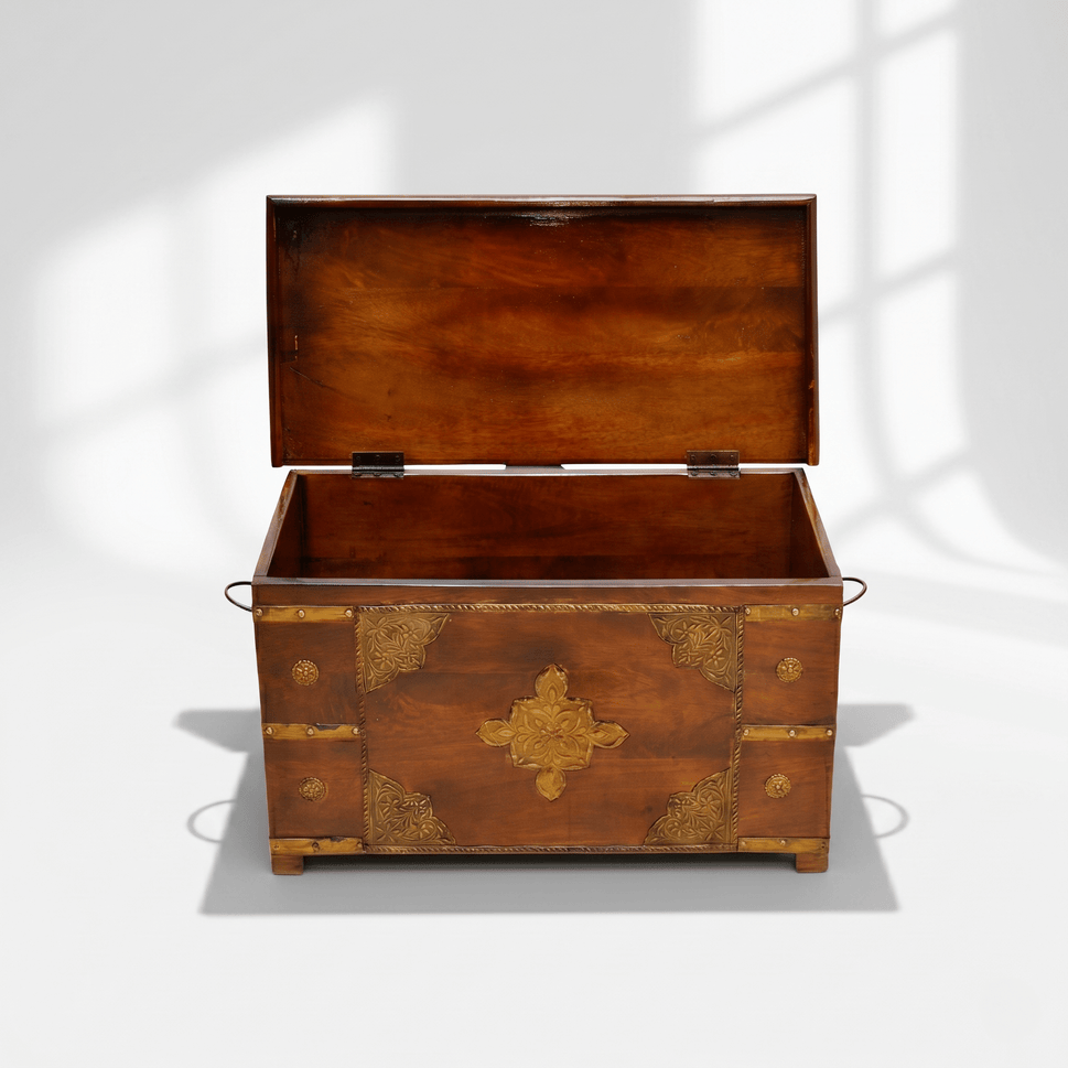 Solid Rosewood Storage Trunk Box with Brass Work | Dubai UAE