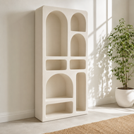 Prestige Luxury Arch Bookshelf & Display Unit with white rustic finish