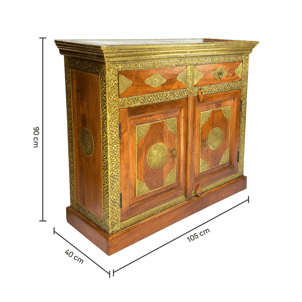 Modern wooden sideboard with brass fitted work