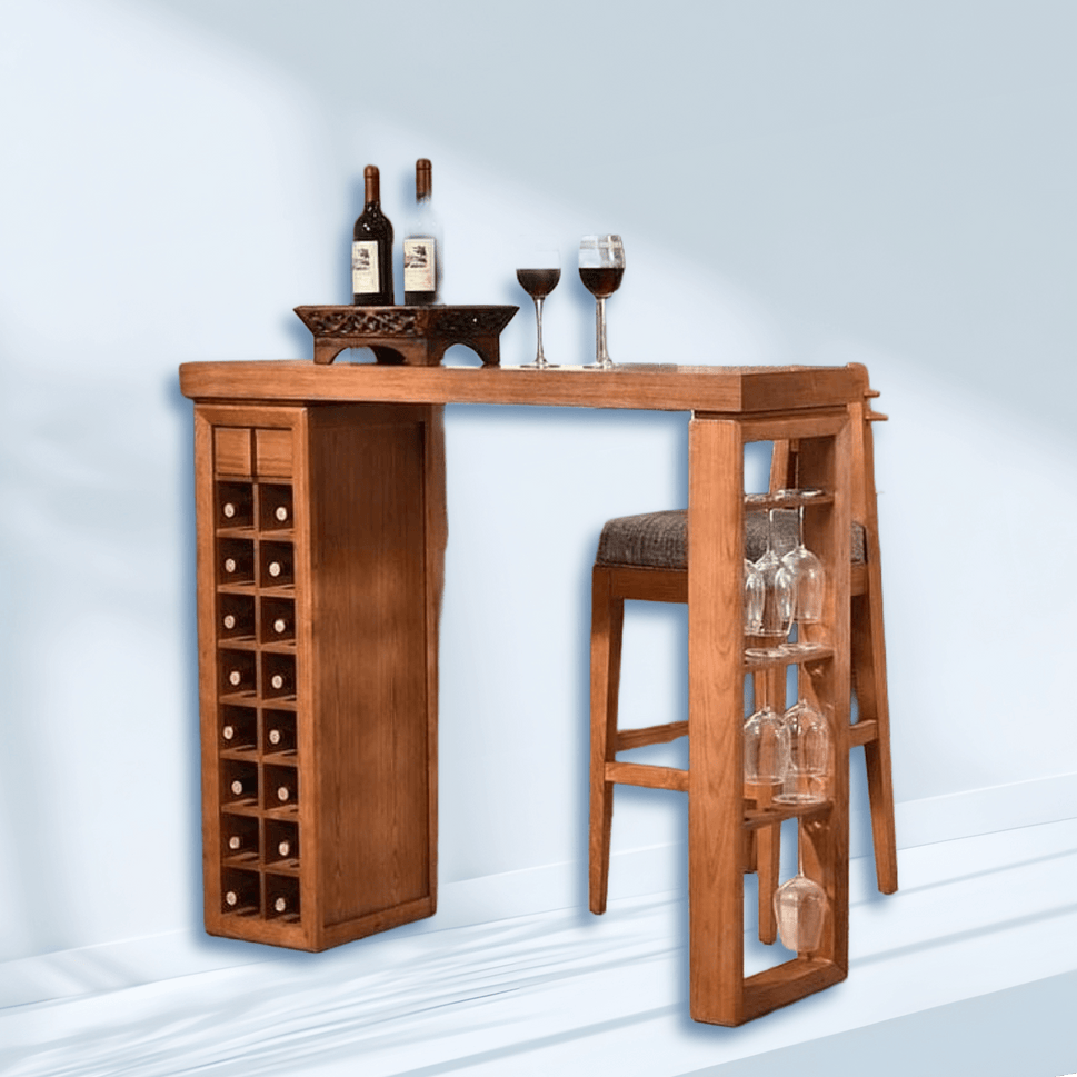 Solid mango wood bar counter with console shape