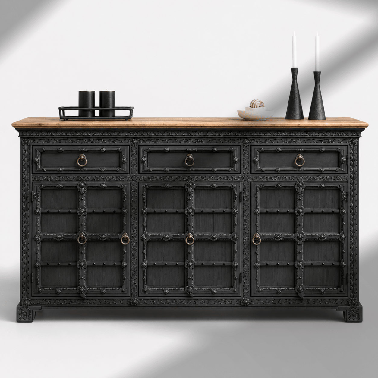 Imperial Handcrafted black Antique heritage Sideboard cabinet