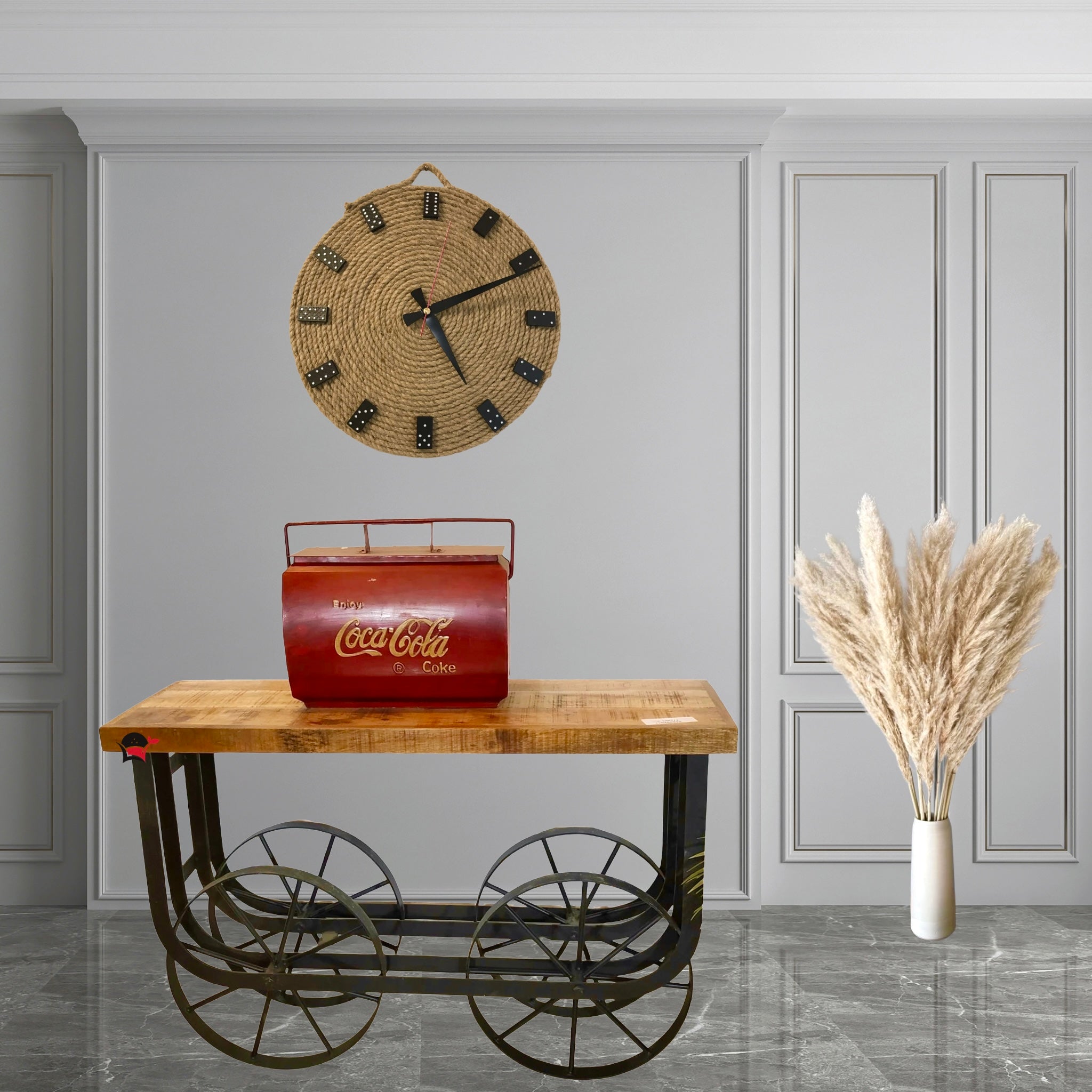 wooden Consoles table with wheels 24