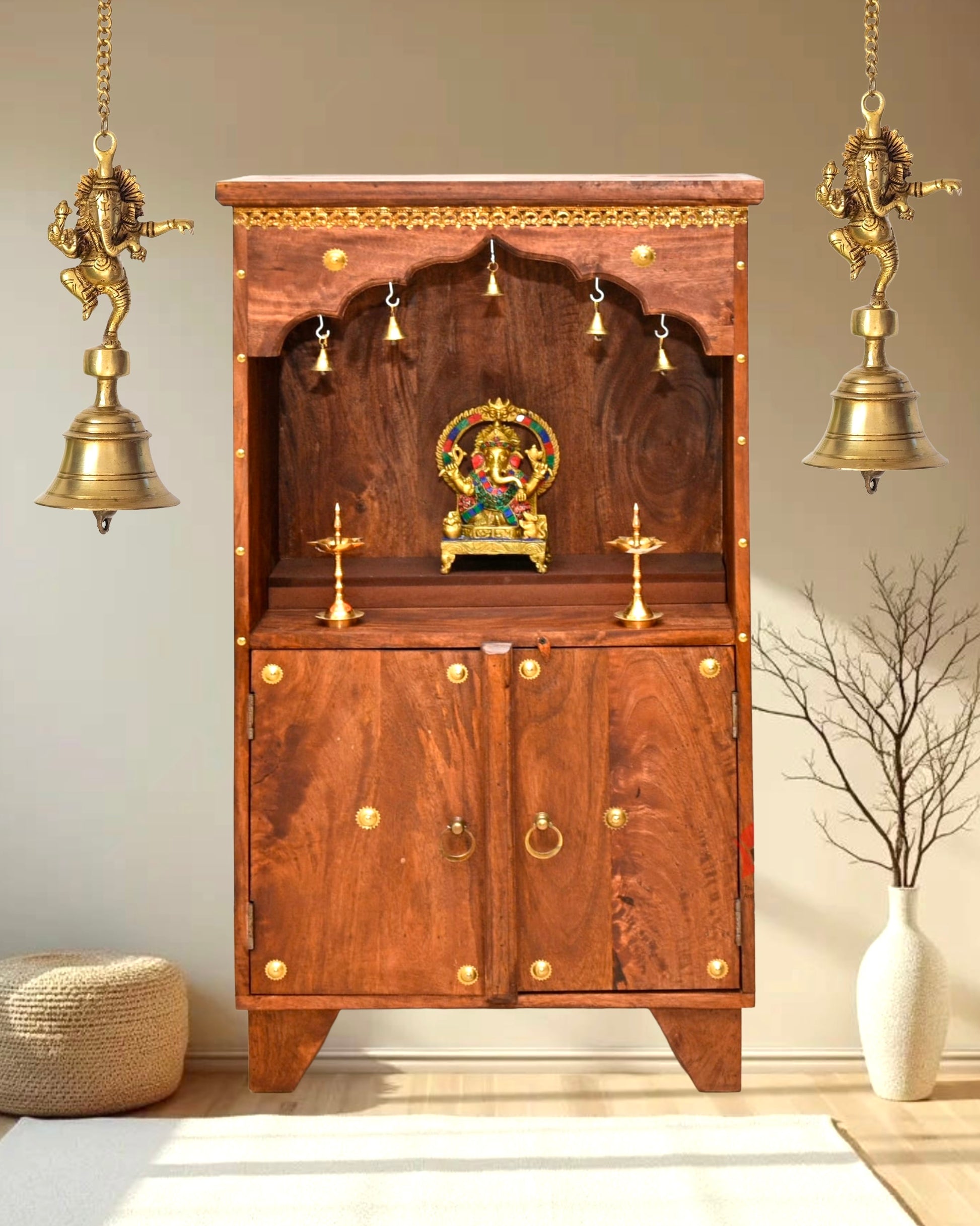 Wooden Pooja Temple with door