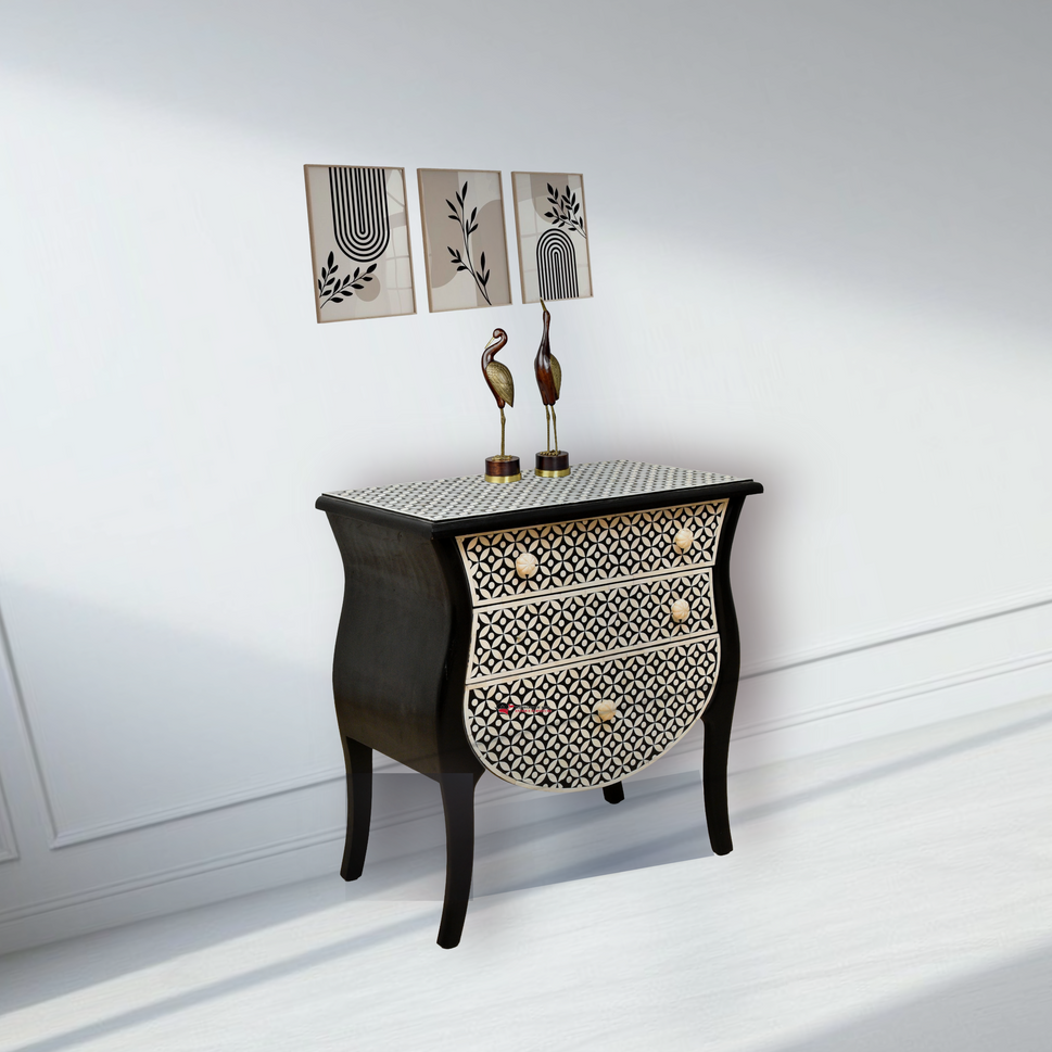 Noir Bloom Bone Inlay Table – Luxury for UAE Homes