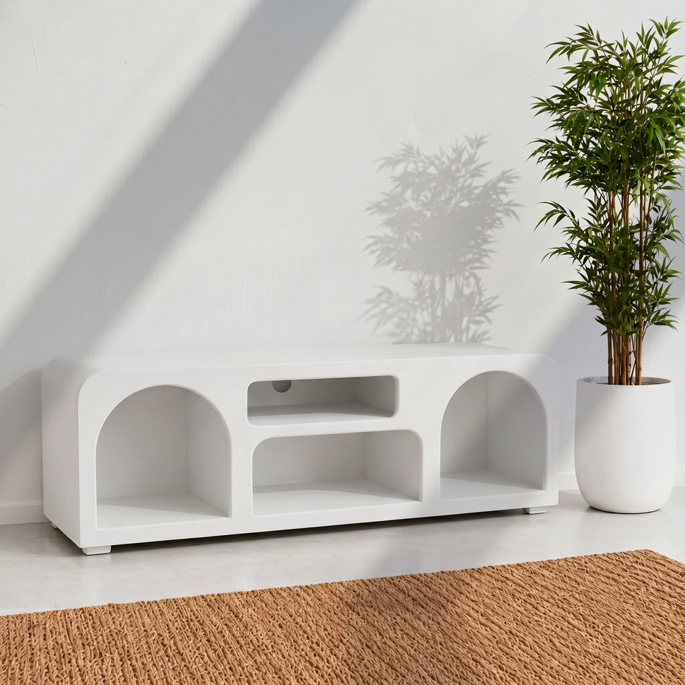 The Sierra Natural Wood Media Stand | Open Storage TV Unit UAE