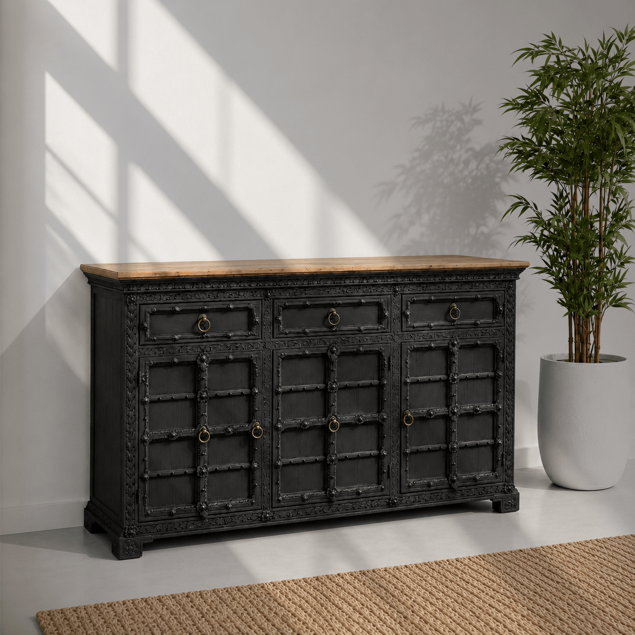 Imperial Handcrafted black Antique heritage Sideboard cabinet