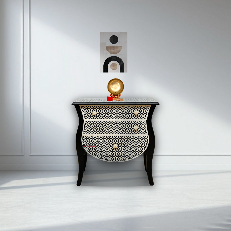 Noir Bloom Bone Inlay Table – Luxury for UAE Homes