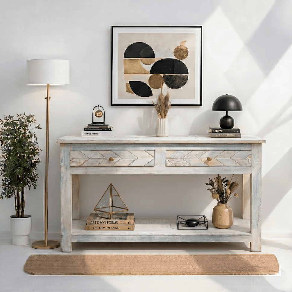 Vintage Haven Console Table with white Rustic Furniture
