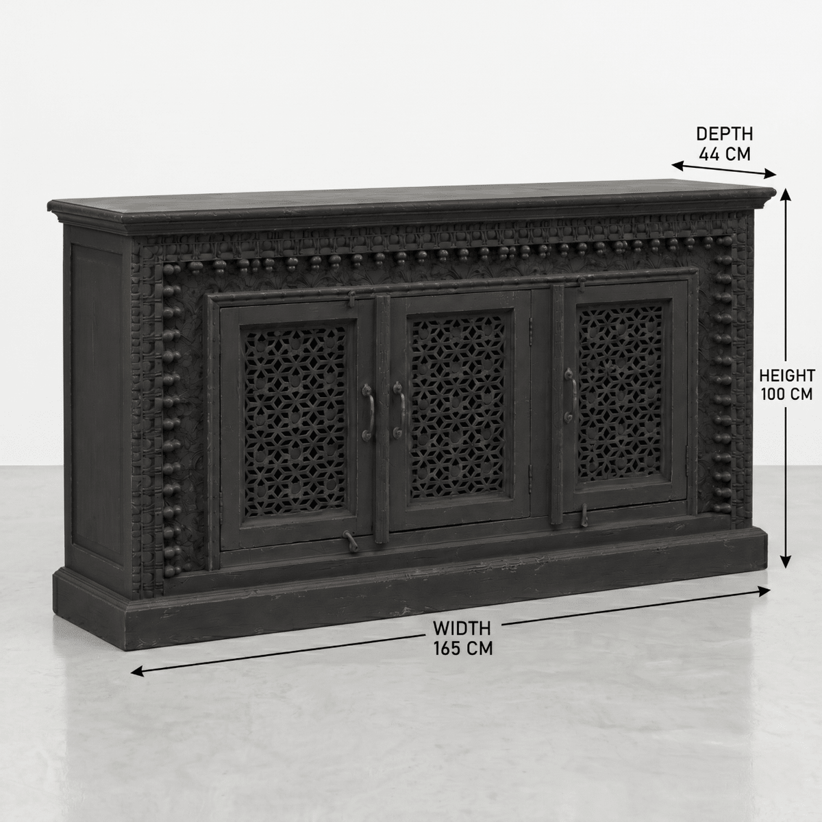 Vintage Style White Wooden Credenza with Lattice Panels