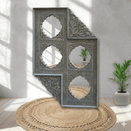 Hand Carved Mango Wood Jharokha Mirror Frame | UAE
