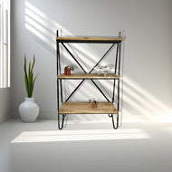 Heavy duty home bookshelf with Solid mango wood shelf