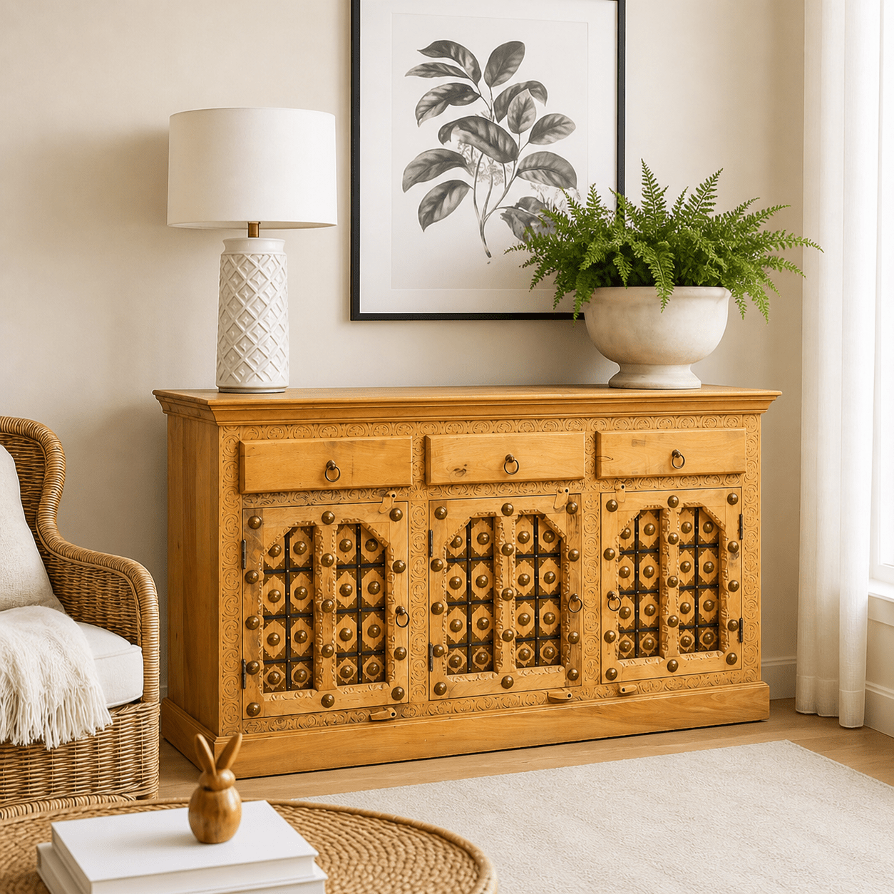Luxe heritage Handmade Mango Wood Buffet Cabinet