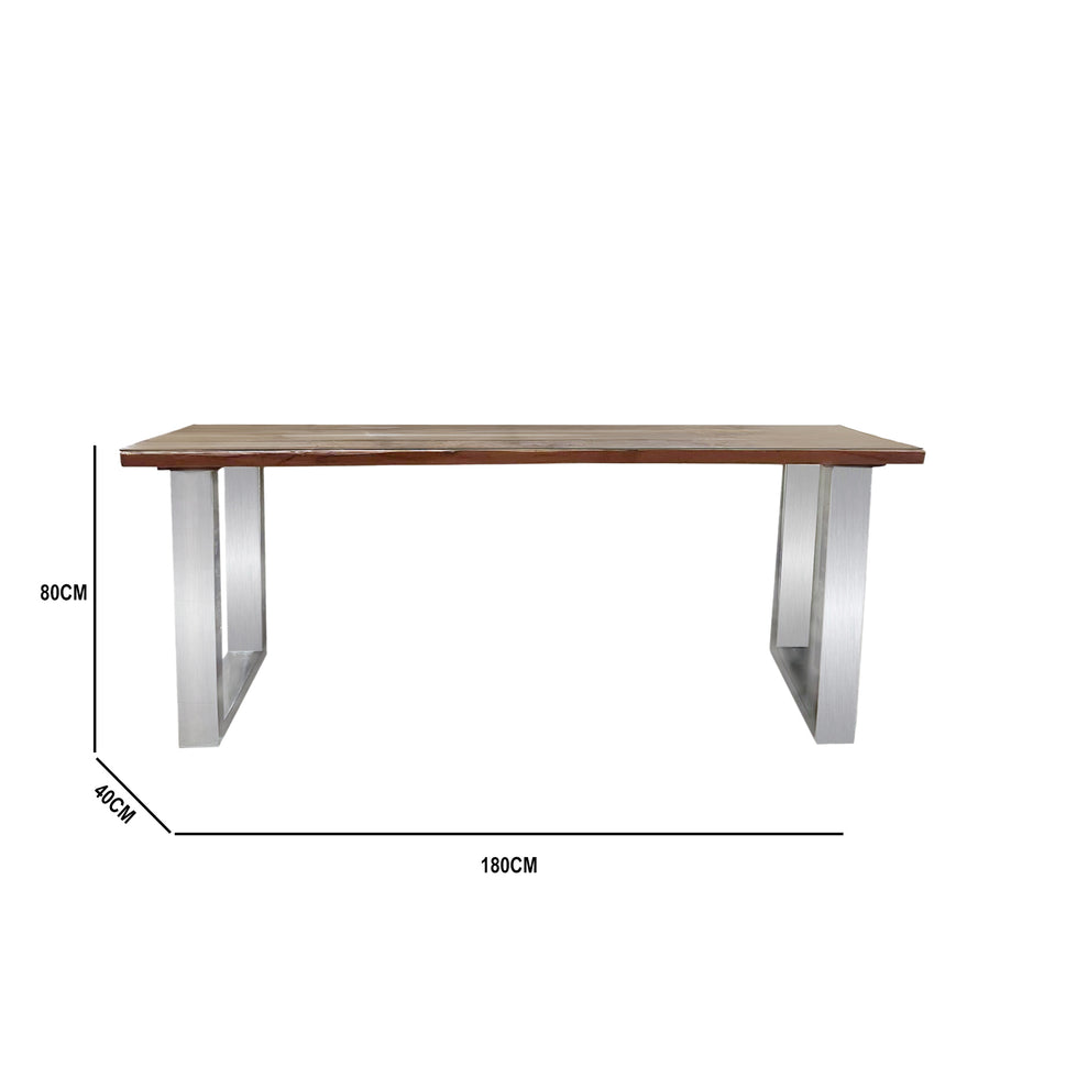 Railway sleeper console table with Crome legs