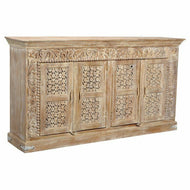 Wooden side storage cabinet with 4 doors with natural finish