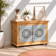 Unique Hand-Carved Mango Wood Sideboard for Villas and Homes