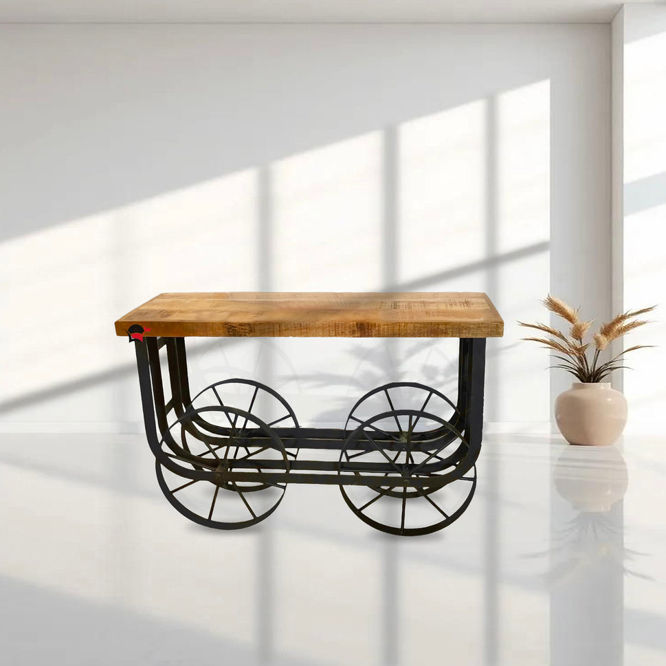 Real mango wood Consoles table with wheels