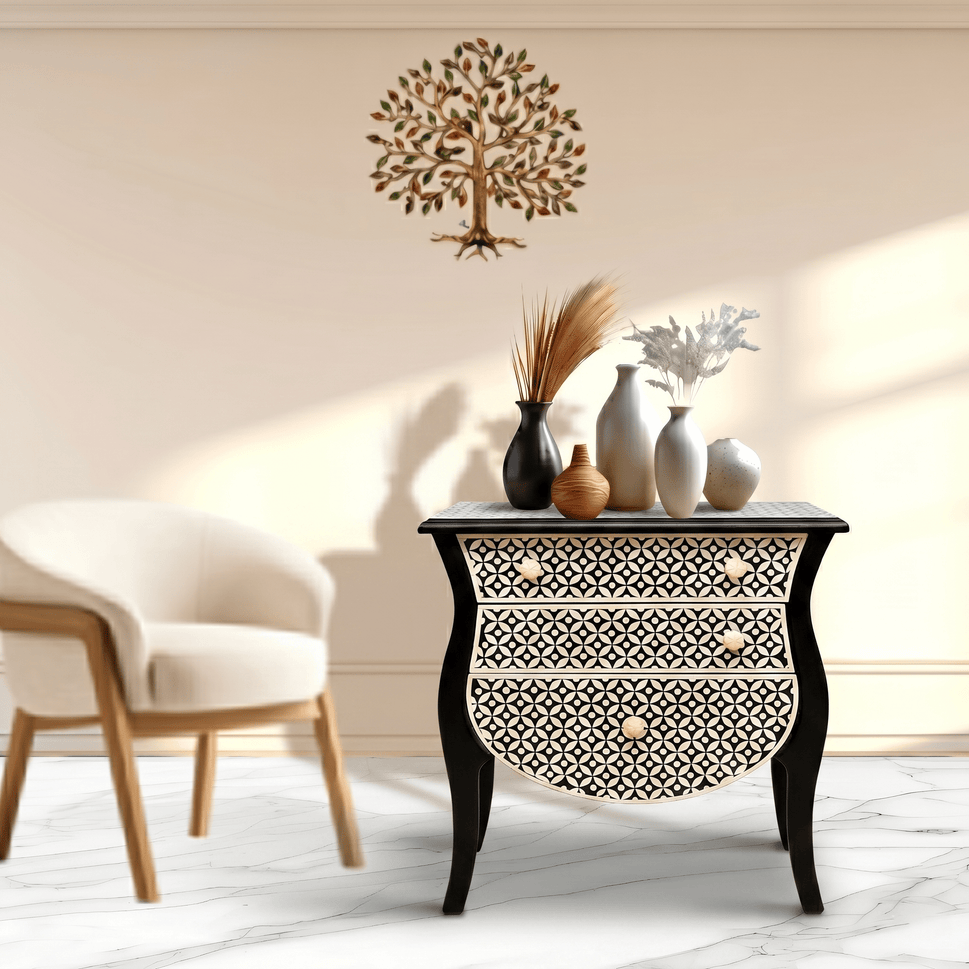 Noir Bloom Bone Inlay Table – Luxury for UAE Homes