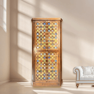 Handicrafted wooden tile cabinet with wood polish finish