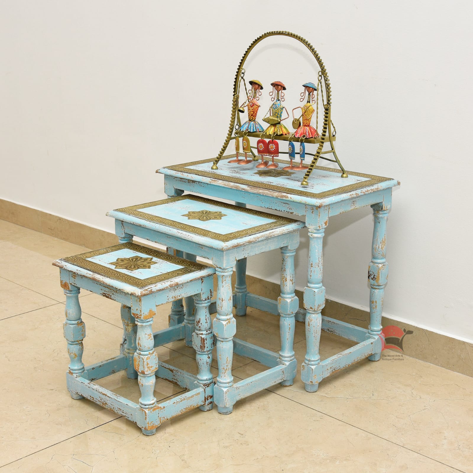 Blue Side Tables Nesting Set of 3 BSTNS.