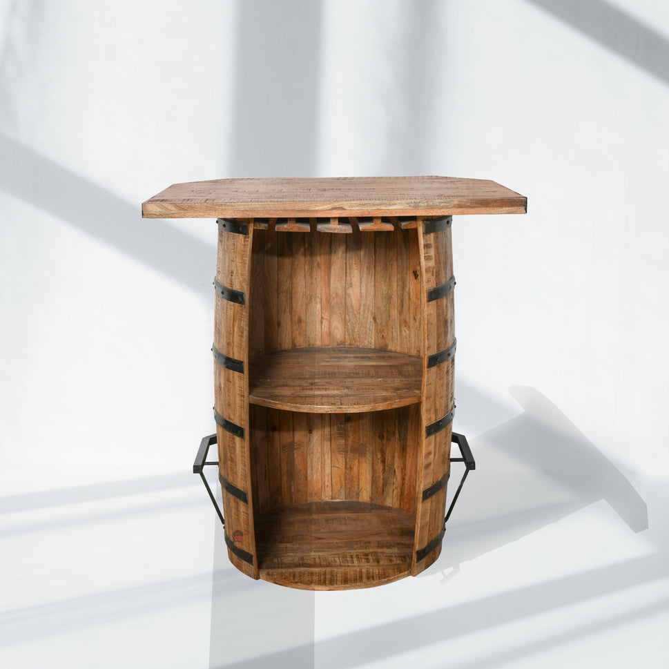 Rustic luxe wine bar table & cocktails cabinet with wine storage