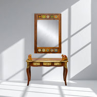 Solid sheesham wood dressing table with brass fitting work with mirror